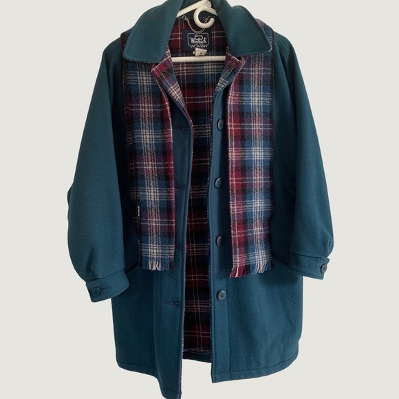 Woolrich Jackets & Blazers - Vintage Woolrich Woman Wool Coat Jacket w/ Scarf Small Green Plaid Lined USA